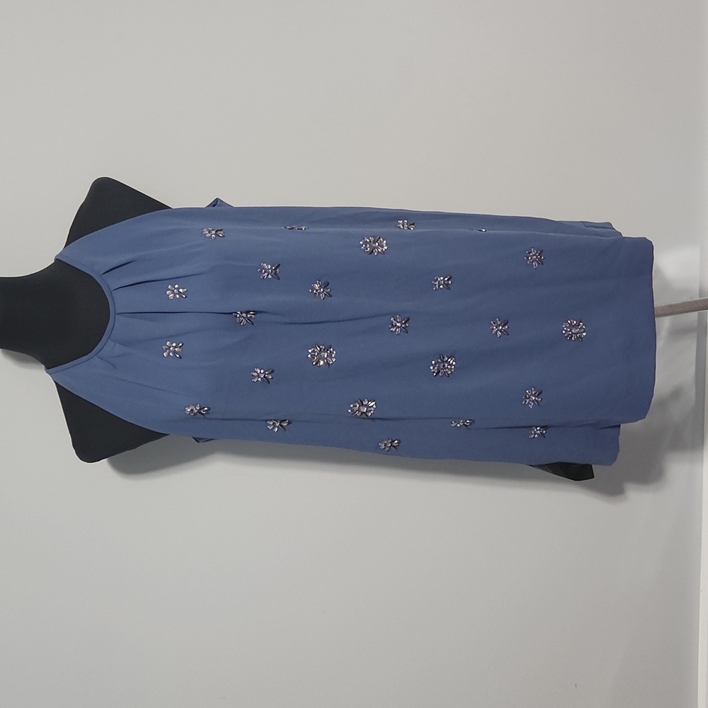 Blue Dress with Gem Flowers